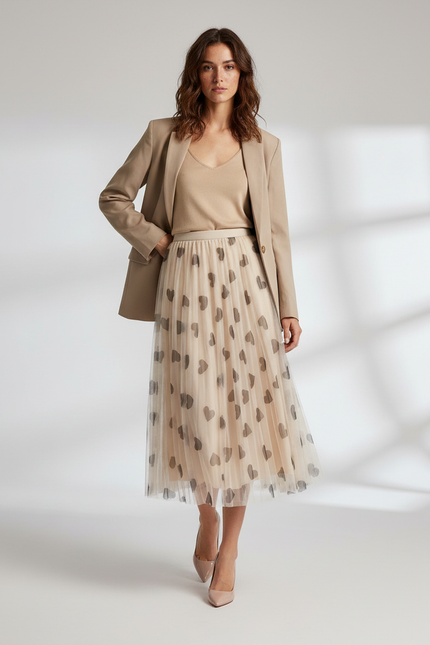 jupe longue plissée tulle