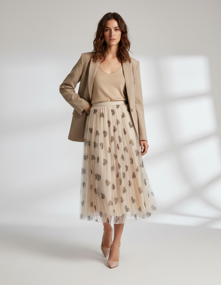 jupe longue plissée tulle