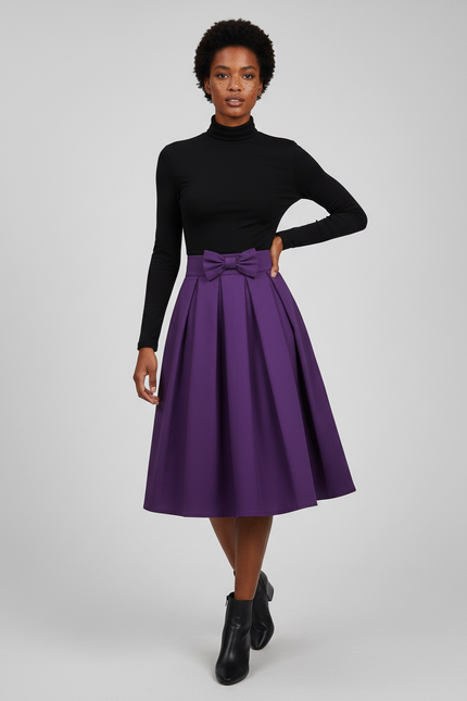 Jupe Plissée violette à nœud vintage