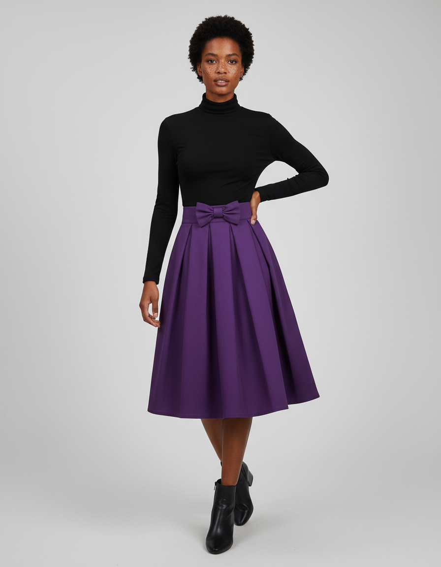 Jupe Plissée violette à nœud vintage