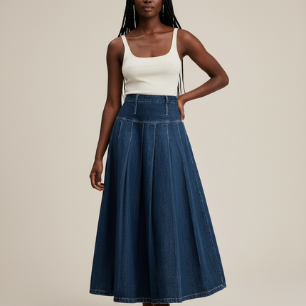 Collection image for: Jupe En Jean Plissée