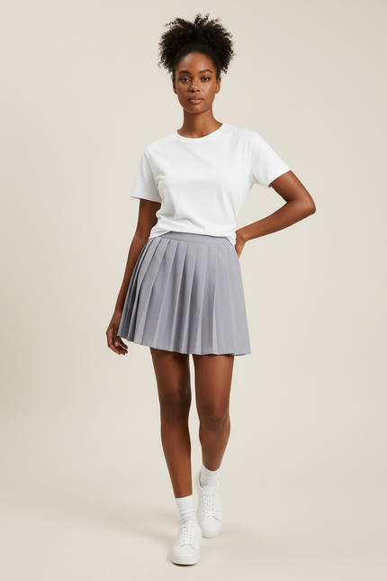Jupe Plissée grise mini chic urbaine