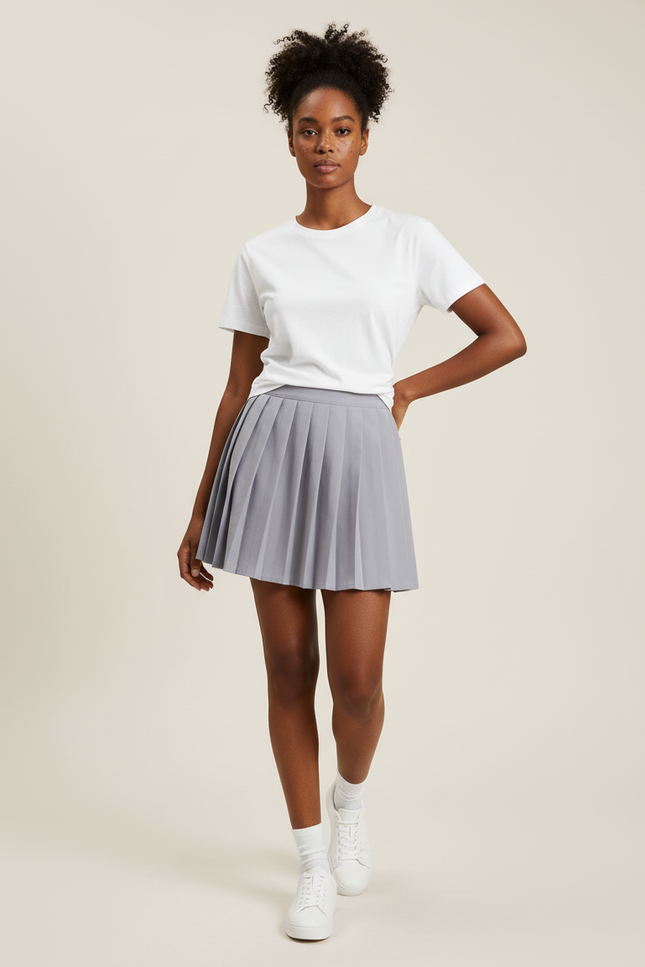 Jupe Plissée grise mini chic urbaine