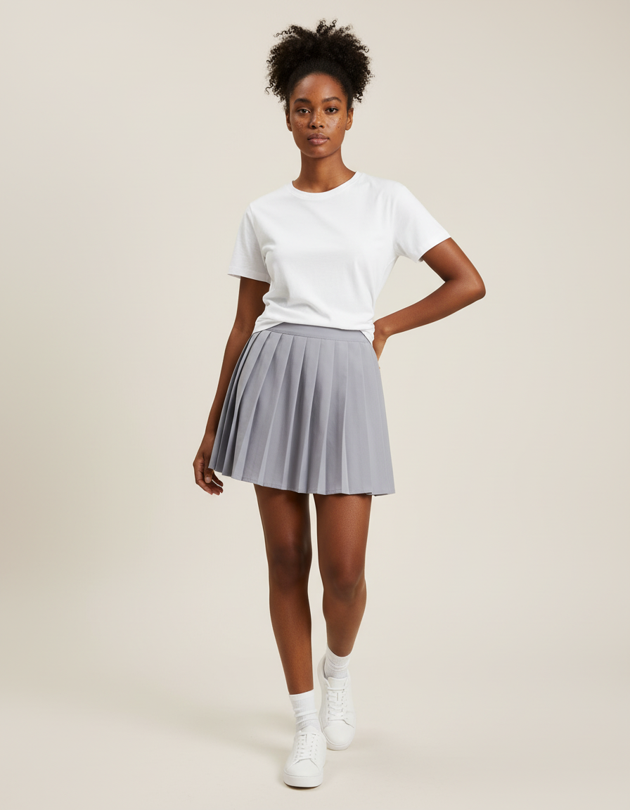 Jupe Plissée grise mini chic urbaine