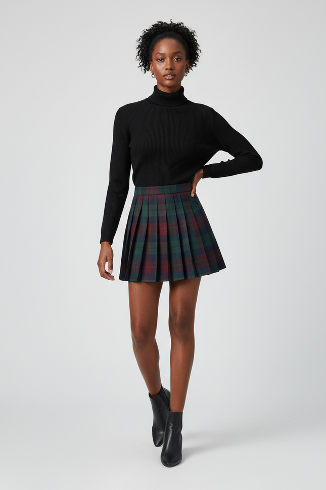 Jupe Plissée Écossaise Mini Chic raffinée authentique