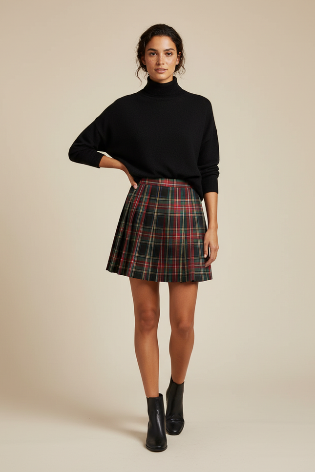 Jupe Plissée à carreaux mini chic tendance