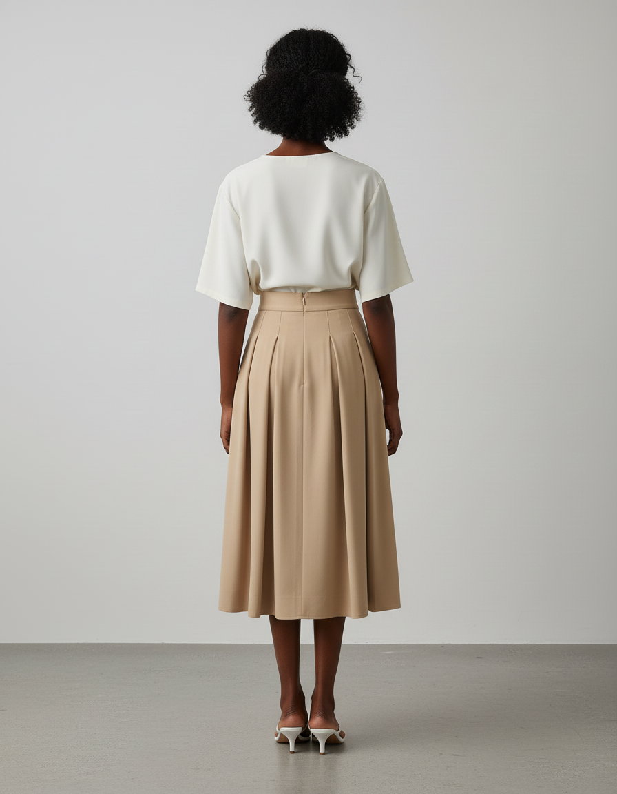 Jupe Plissée beige évasée élégante