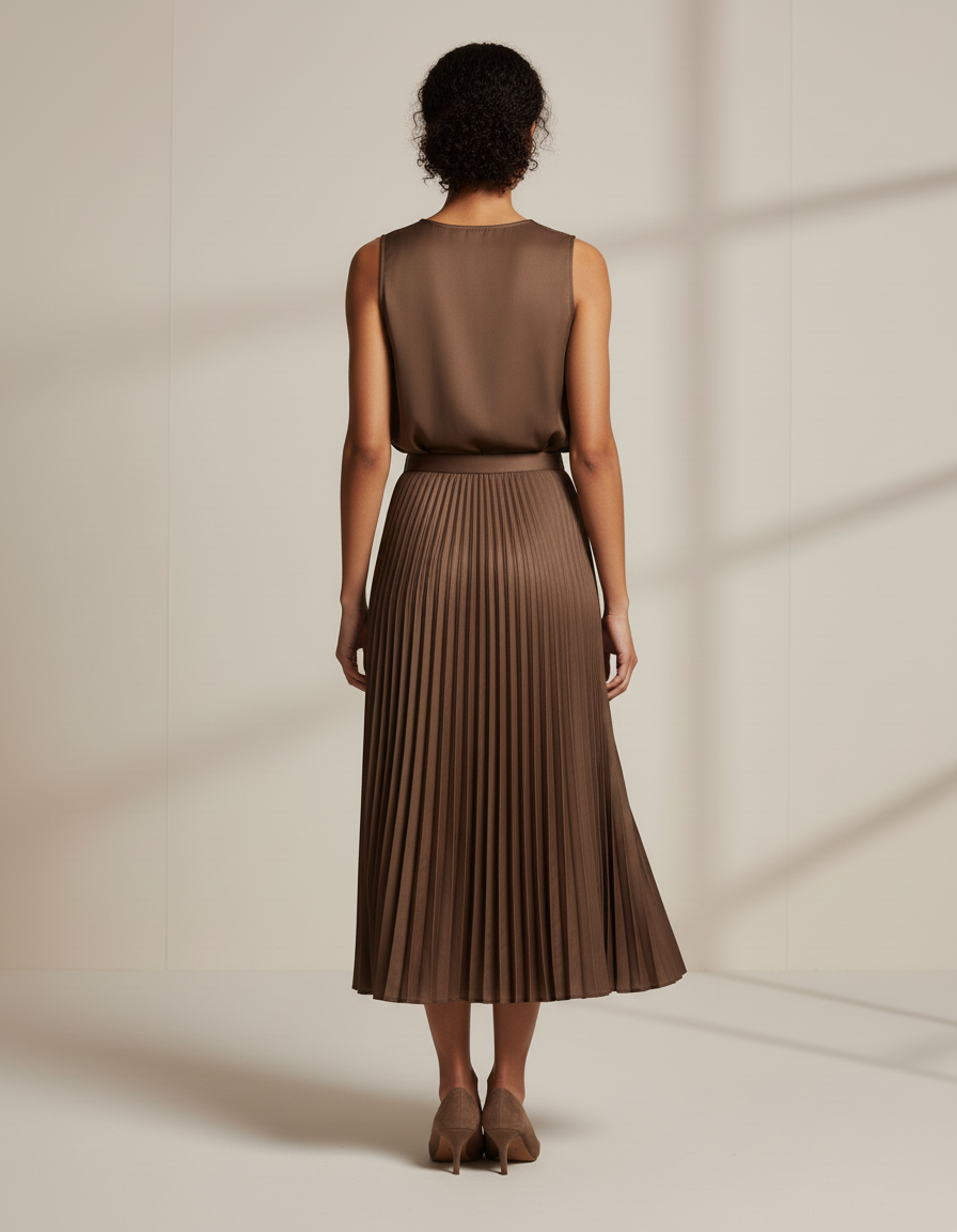 Jupe Plissée Marron Fluide Chic