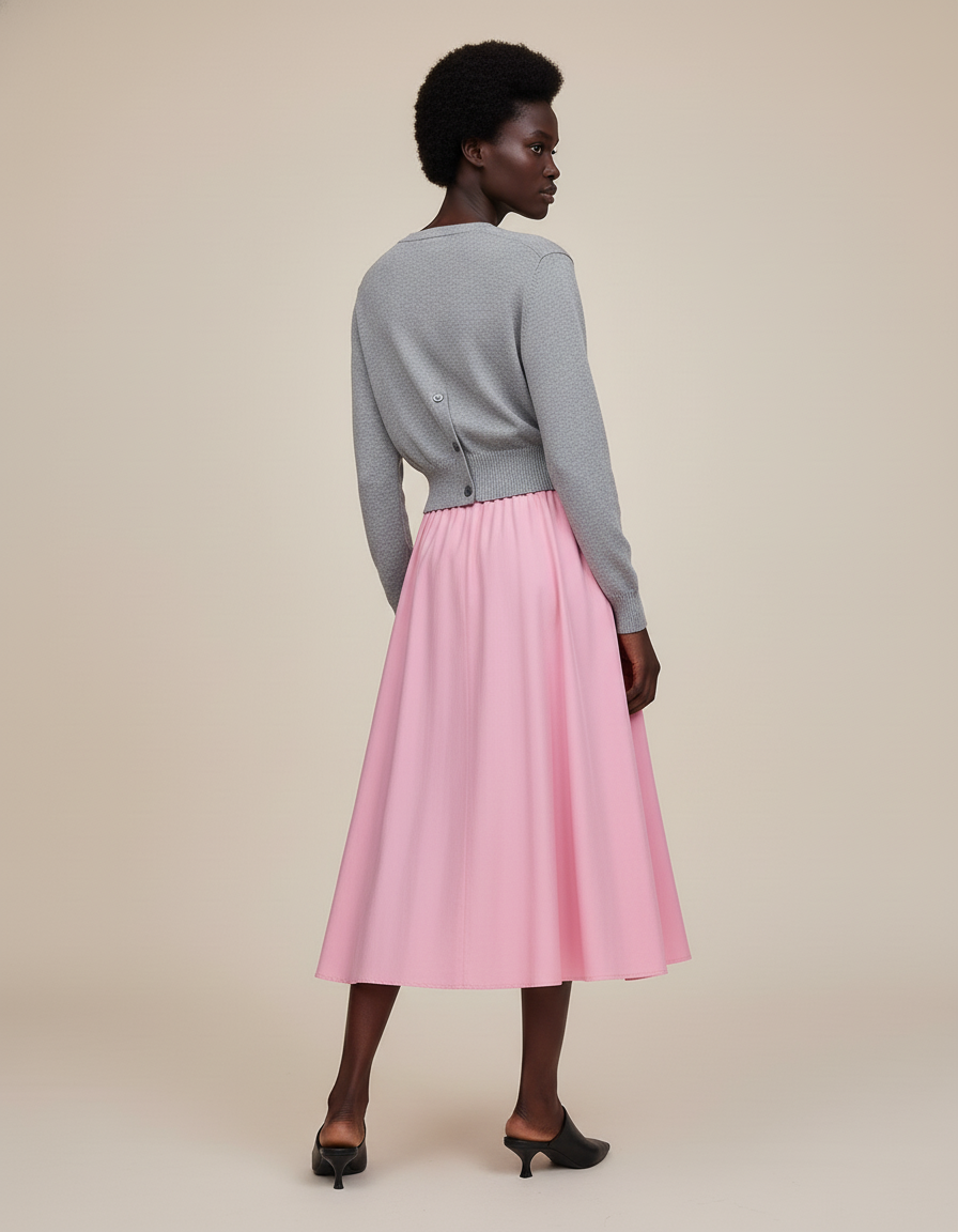 Jupe Plissée Rose Fluide A-line
