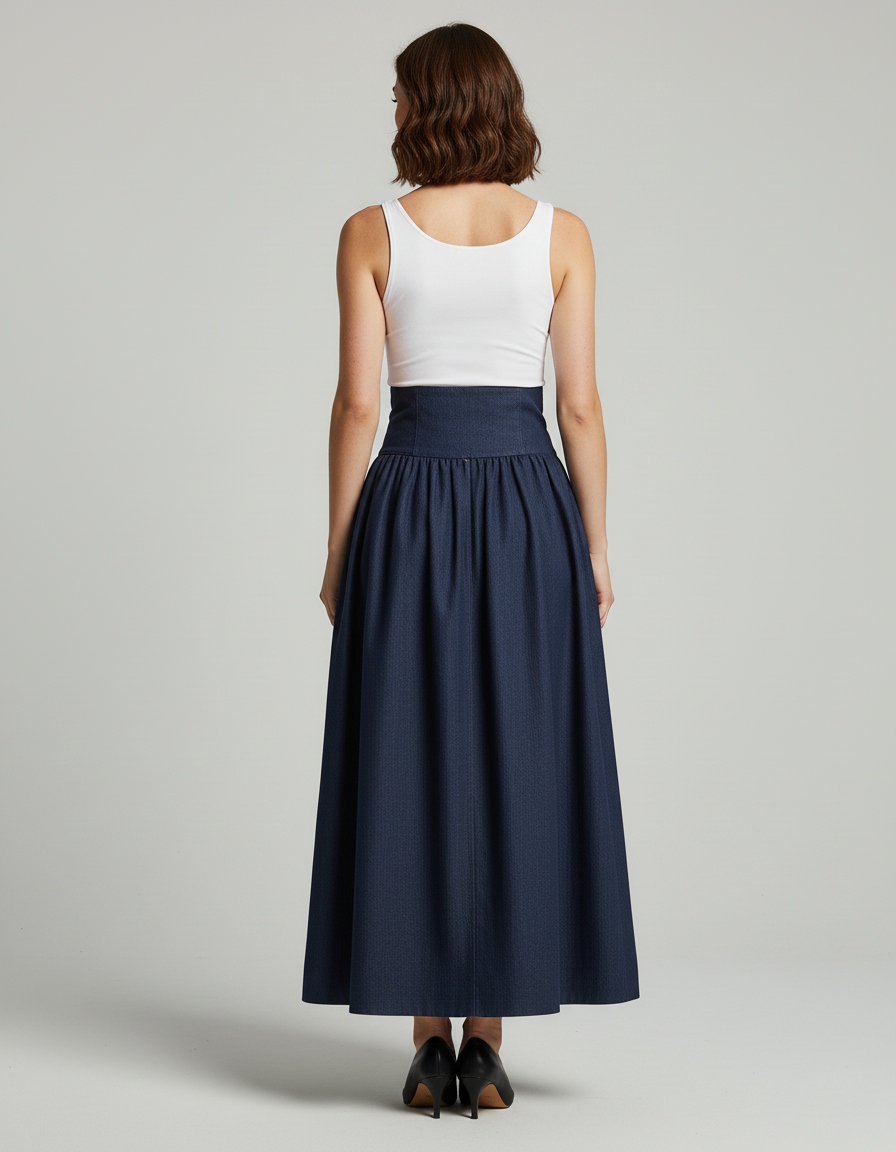 Jupe Plissée denim taille haute chic