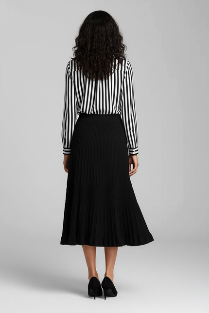 Jupe Plissée noire tricotée chic