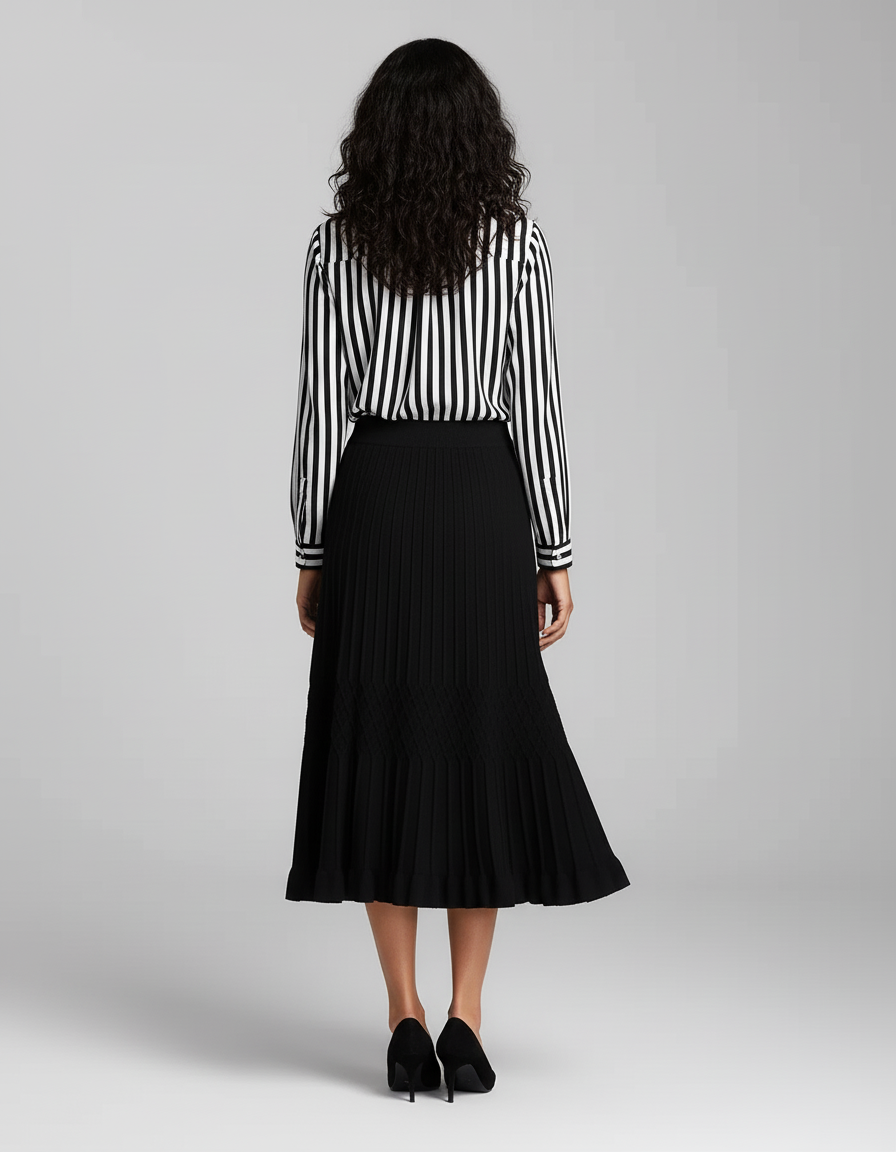 Jupe Plissée noire tricotée chic