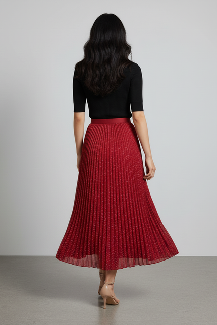 jupe plissée rouge bordeaux