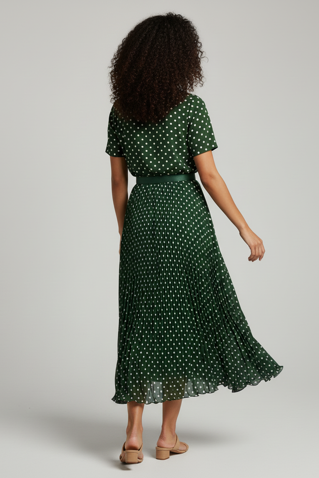 jupe longue plissée vert