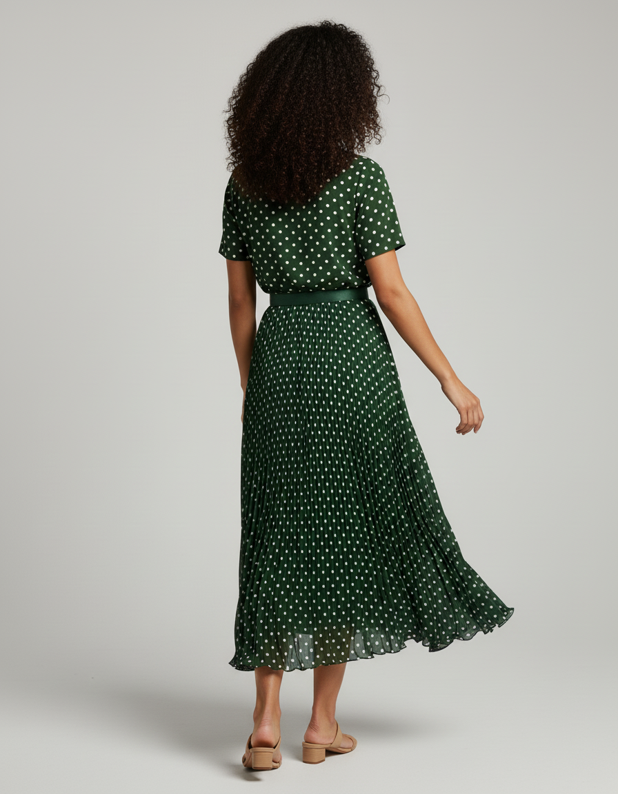 jupe longue plissée vert