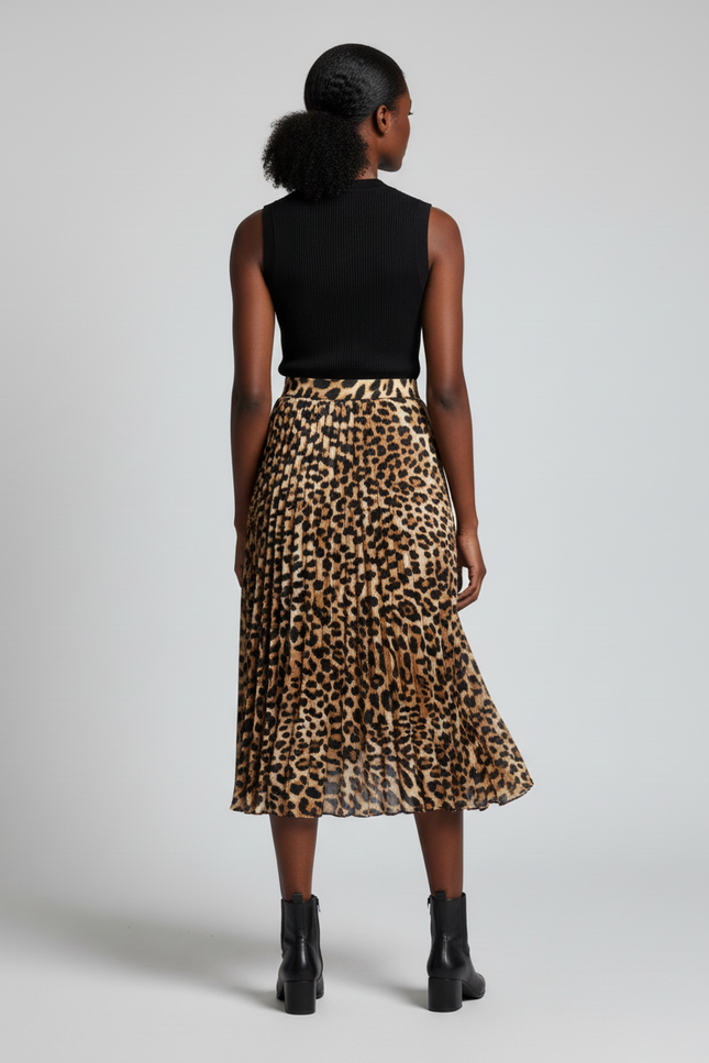 jupe plissée léopard