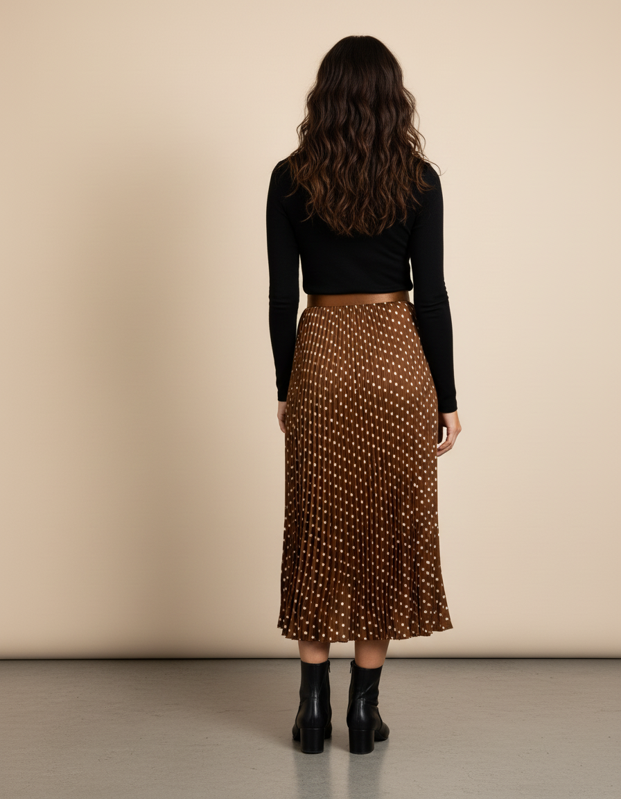 jupe plissée marron longue
