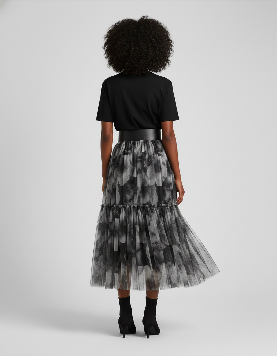 jupe plissée tulle noire