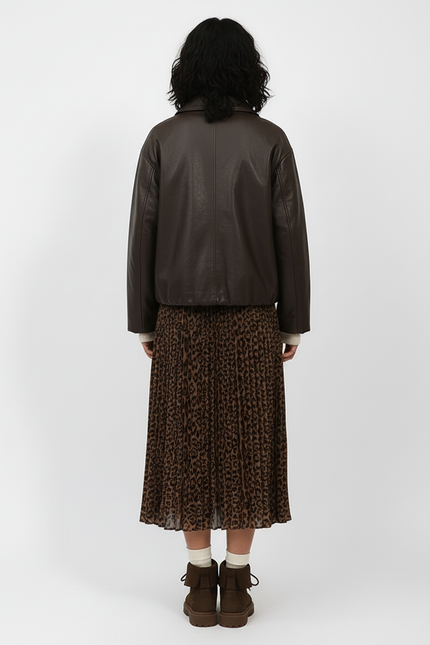 jupe plissée longue leopard
