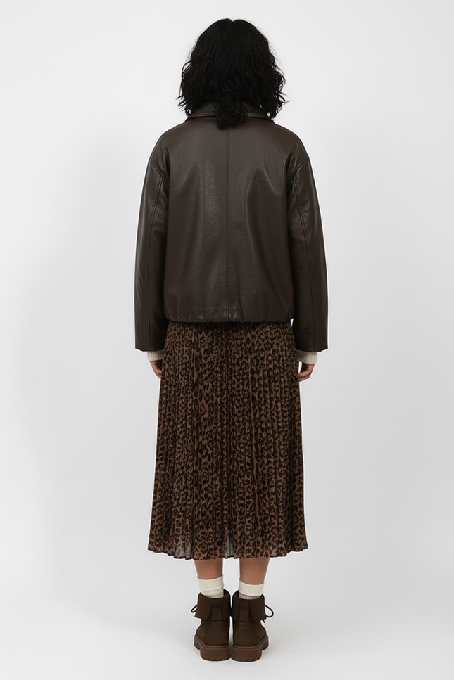 jupe plissée longue leopard