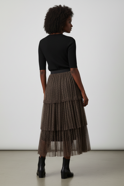 jupe longue plissée transparente