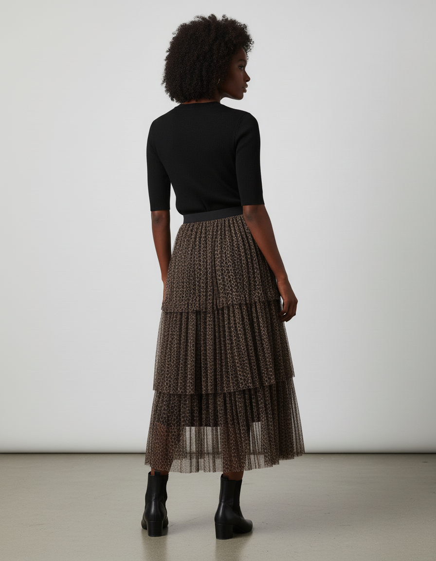 jupe longue plissée transparente