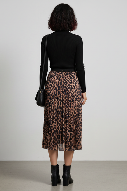 jupe plissée midi beige