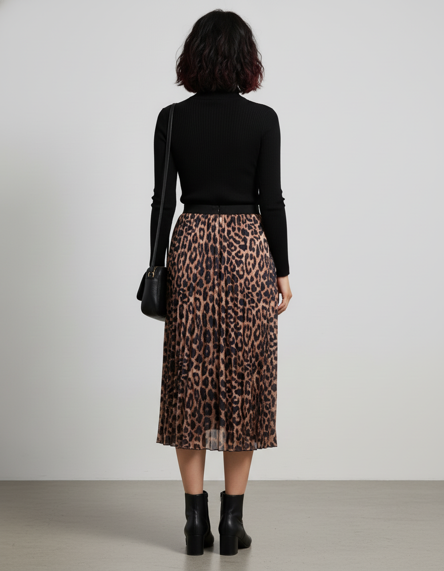 jupe plissée midi beige