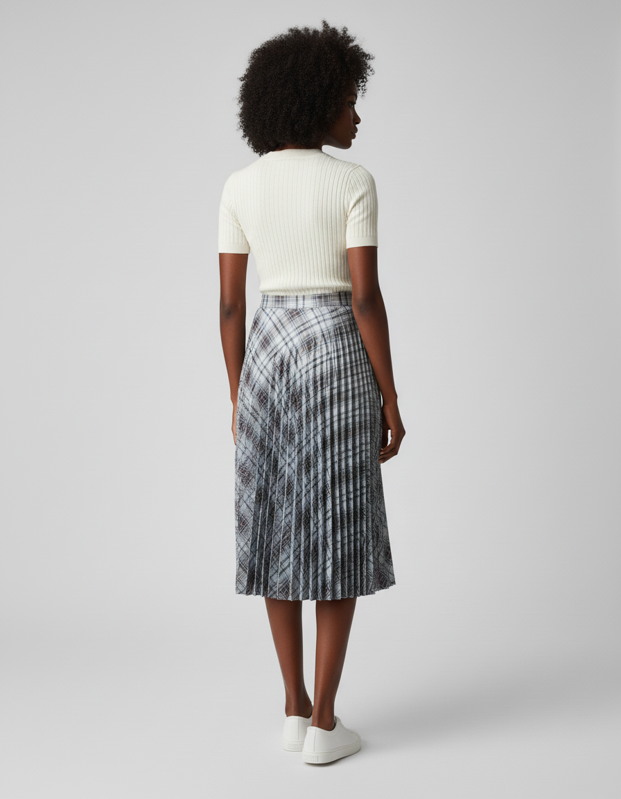 Jupe Plissée carreaux midi chic
