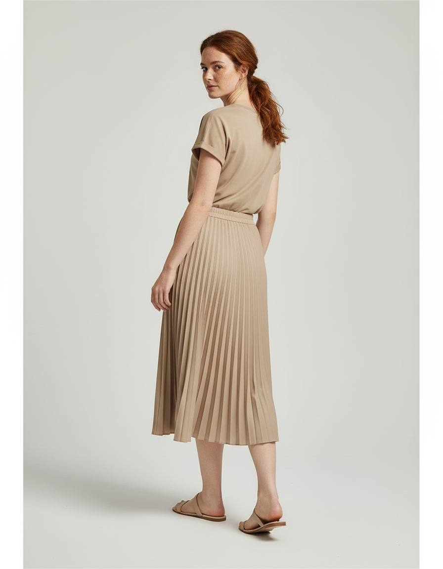 jupe beige plissée
