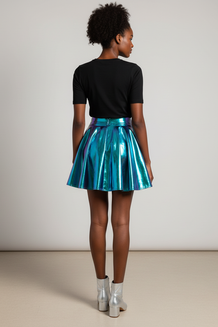 Jupe Plissée holographique brillante chic