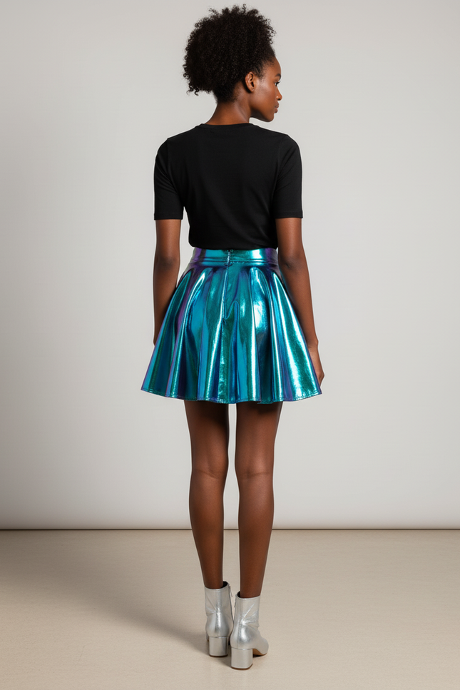Jupe Plissée holographique brillante chic
