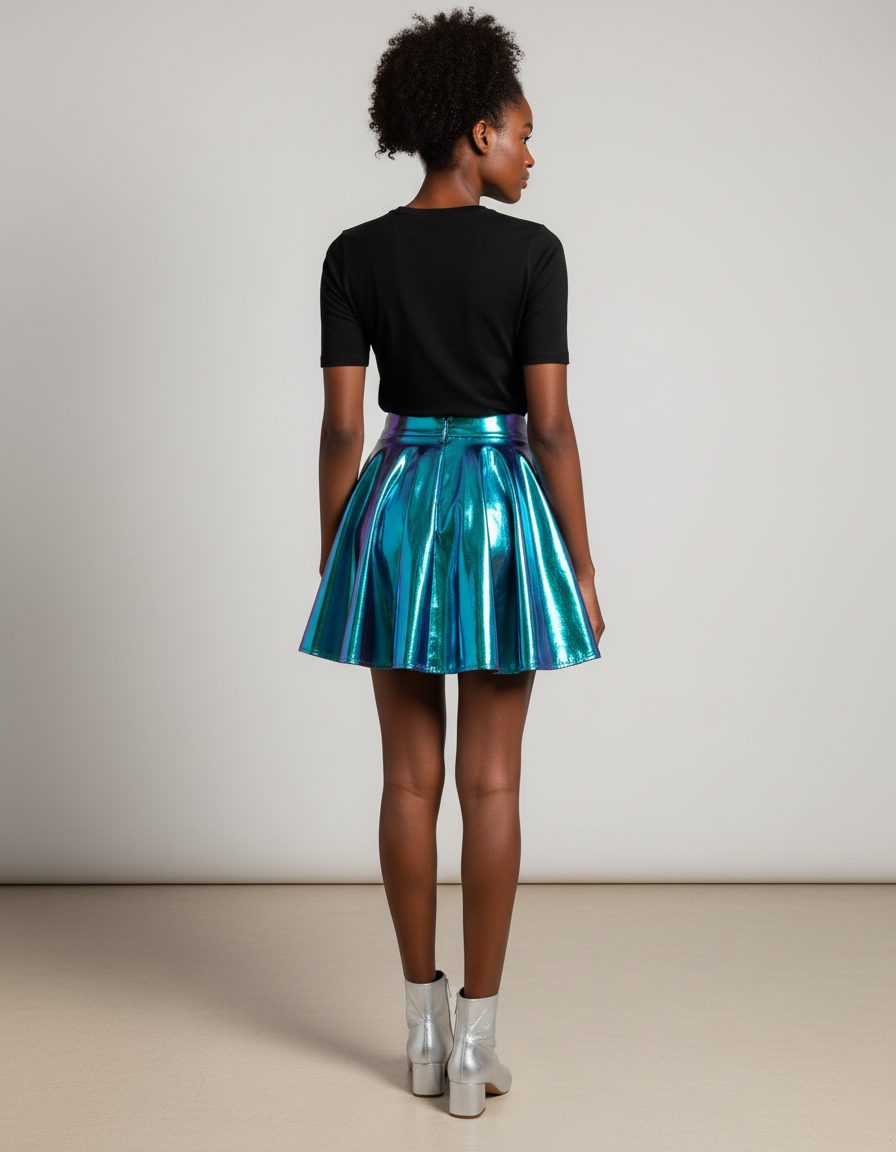 Jupe Plissée holographique brillante chic