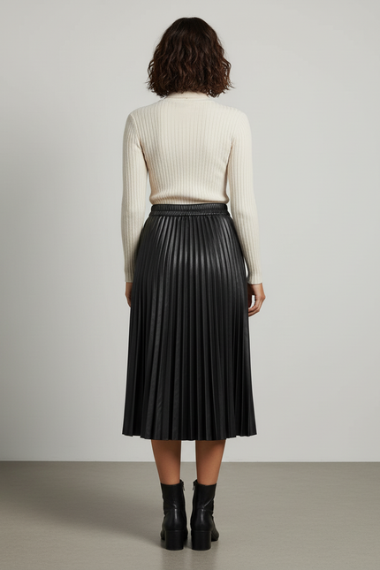 jupe simili cuir plissée