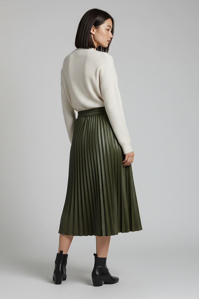jupe plissée vert foncé