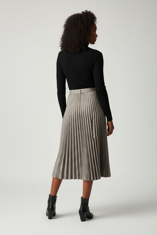 Jupe Plissée gris carreaux chic