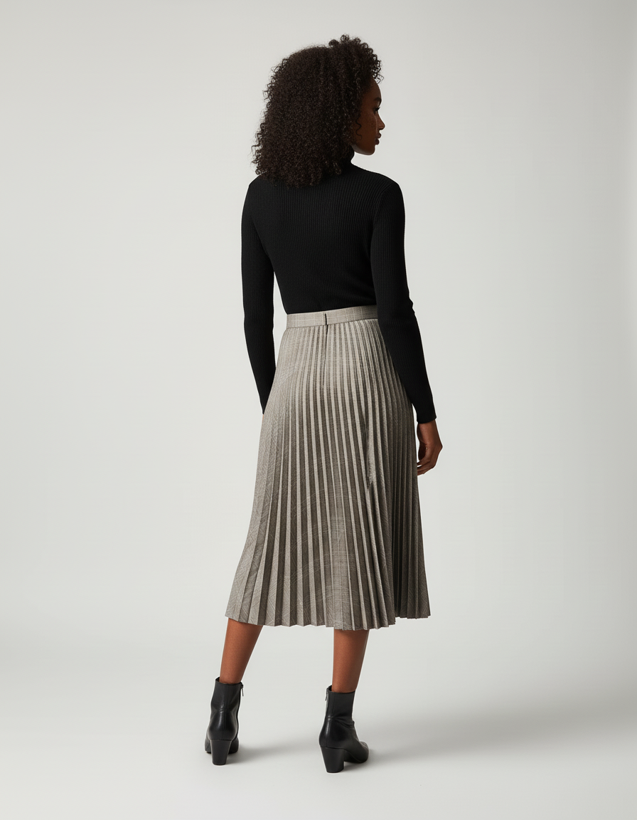 Jupe Plissée gris carreaux chic
