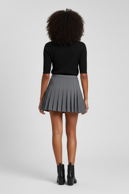 Jupe Plissée grise mini chic