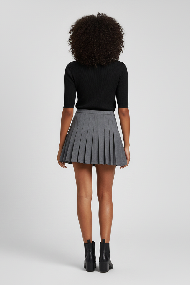 Jupe Plissée grise mini chic