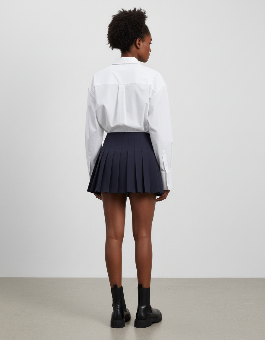 Jupe Plissée Bleue Marine Mini Chic