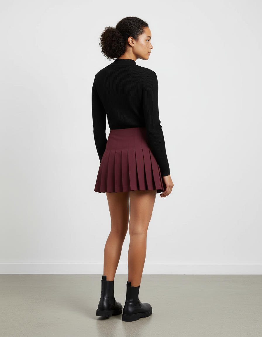 Jupe Plissée bordeaux mini chic