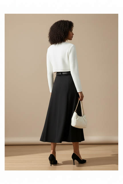 Jupe Plissée noire longue élégante raffinée