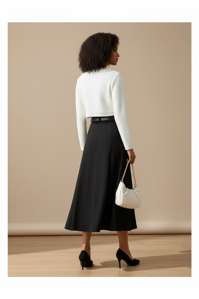 Jupe Plissée noire longue élégante raffinée