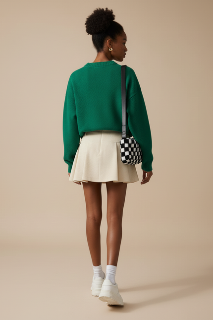 Jupe Plissée crème mini chic