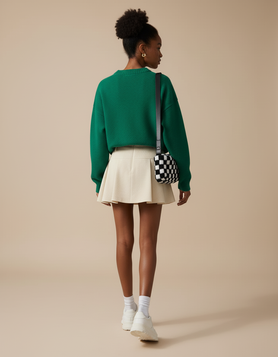 Jupe Plissée crème mini chic