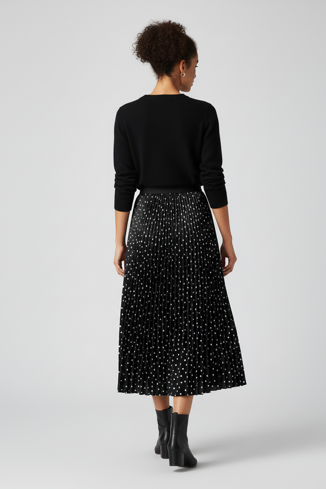 Jupe Plissée midi à pois élégante