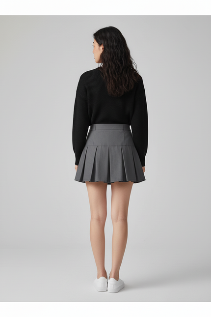 Jupe Plissée Grise Mini Preppy raffinée