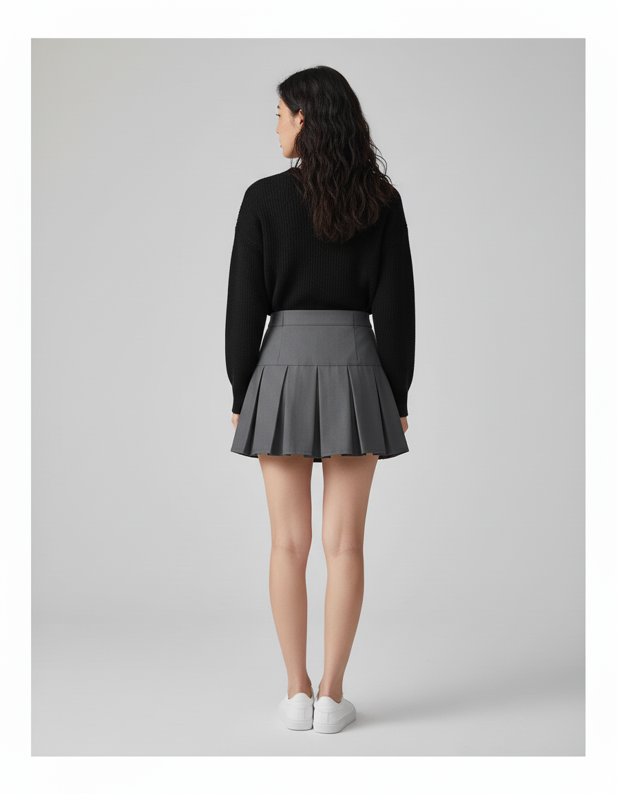Jupe Plissée Grise Mini Preppy raffinée