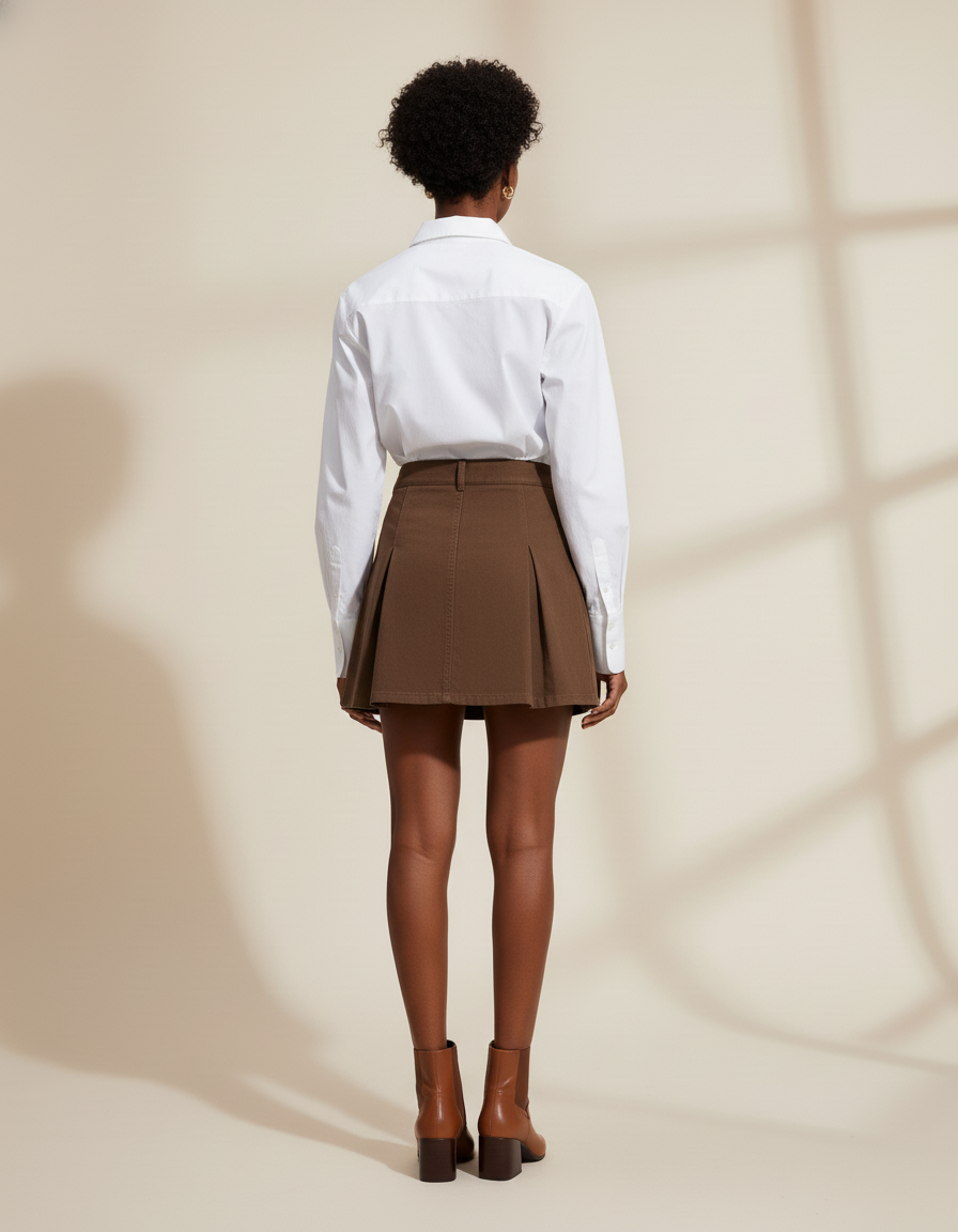 Jupe Plissée marron mini chic tendance moderne
