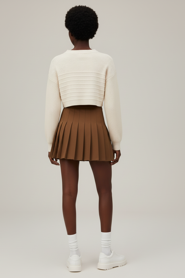 Jupe Plissée marron preppy chic